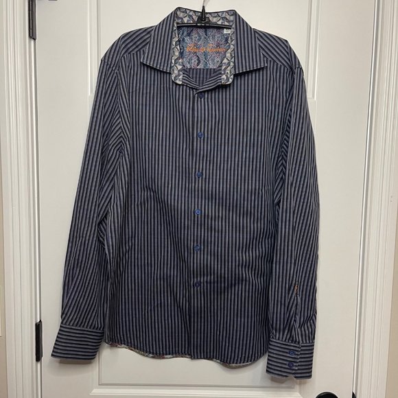 Robert Graham Men's Striped 100% Cotton Classic Fit Button Up Dress Shirt Sz XL - Picture 3 of 9